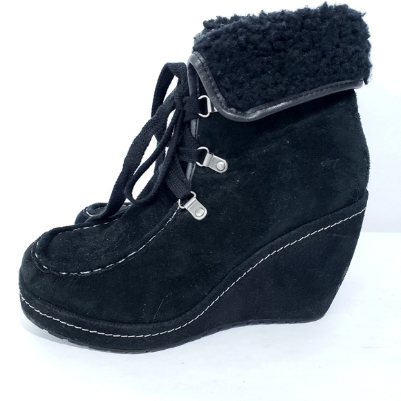 Rocket Dog Shoes - Rocket Dog Black Suede Wedge Ankle Boots Size 8